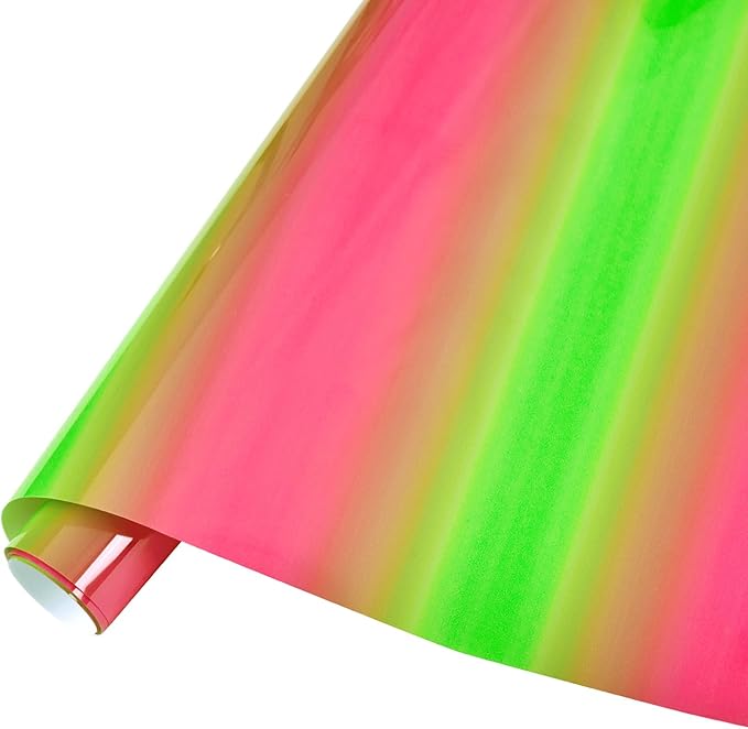 Tintnut Bright Green Pink Ombre Heat Transfer Vinyl Roll, PU HTV, easy cut &