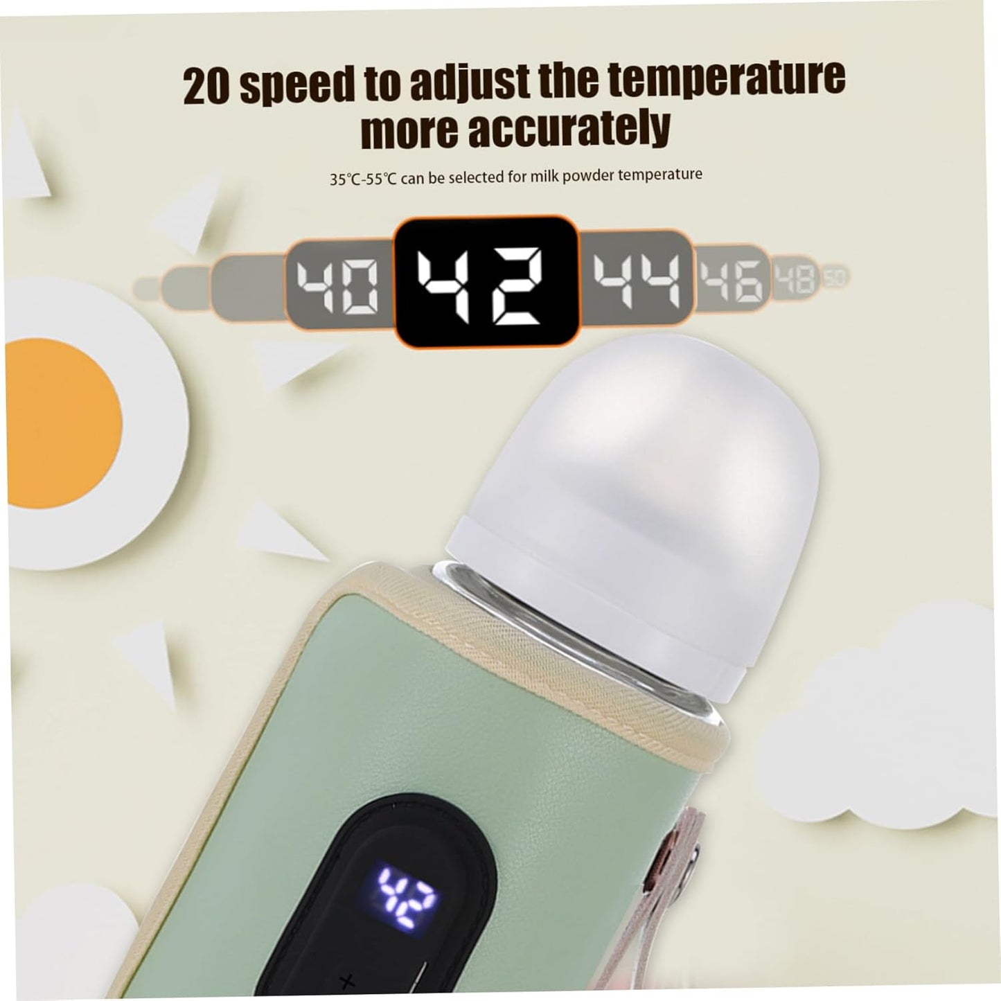 Portable Baby Bottle Warmer Portable Bottle Warmer 18W Quick Heating Baby Bottle Warmer Temperature Adjustable USB Baby Bottle Heater for Home Family Green