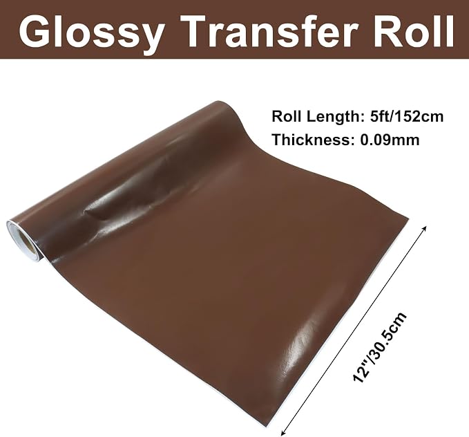 Luomorgo Brown Permanent Vinyl Roll 12" x 5FT | Glossy, Waterproof Adhesive
