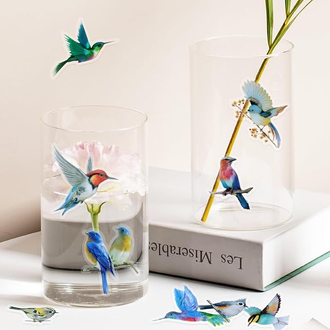 Imeepa 40Pcs Bird Stickers Transparent Scrapbooking Stickers | PET Vintage Bird