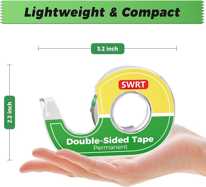 SWRT Double-Sided Tape for Crafts, 1/2 in x 300 in, 6 Pack