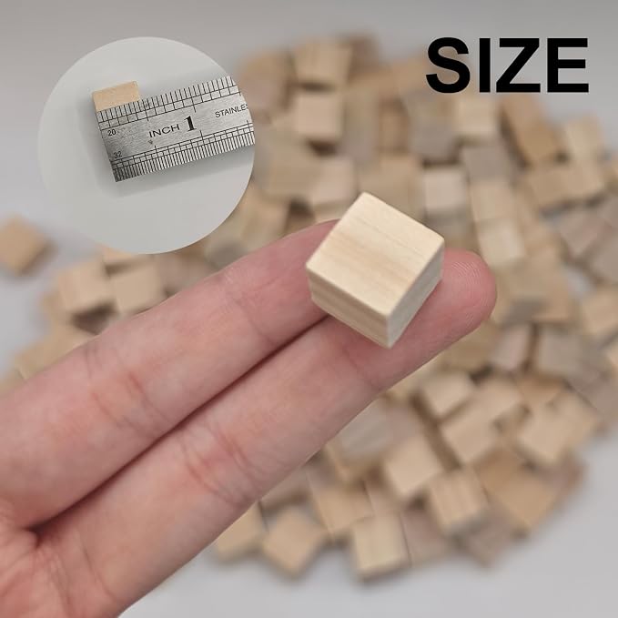 MUXGOA 200 Pcs Unfinished Wood Cubes, 1/2 inch Wooden Blocks