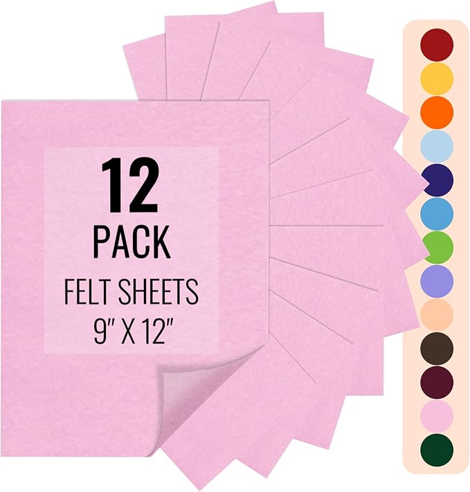 IONTACH 9" X 12" Felt Fabric Sheets 1.6mm Thick | Soft Felt