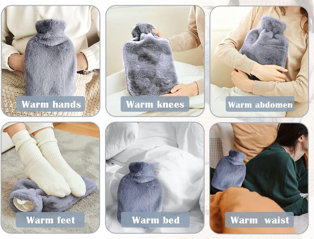 3 in 1 Hot Water Bottle Pouch with Waist Cover, Warm Water Bag, Pouch with Soft Belt, Eye Mask+Funnel, for Pain Relief Waist, Back, Neck