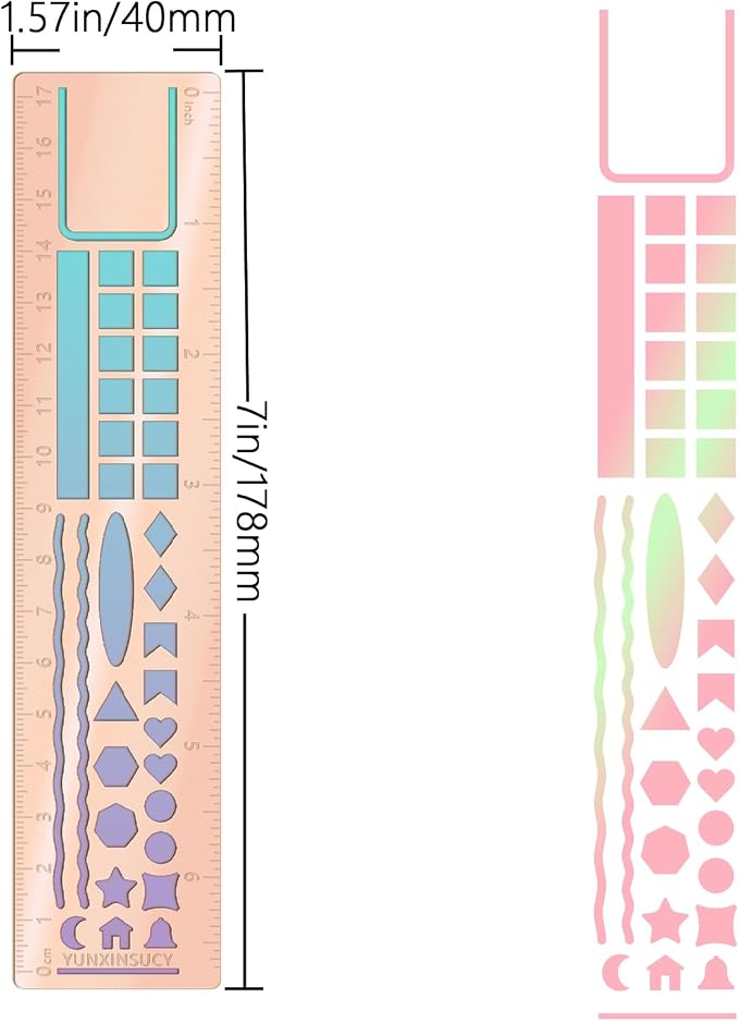 Metal Bookmark Ruler for Journals, Habit Tracker, Drawing Measuring Tools