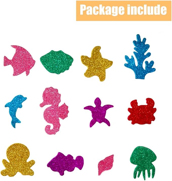 TTSAM Glitter Colorful Sea Animals Shapes Foam Stickers Self Adhesive Craft