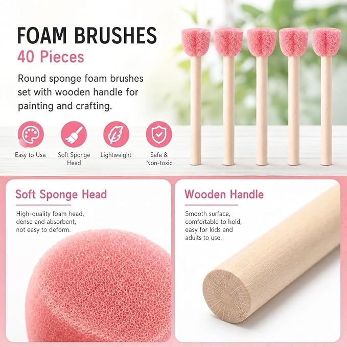 Heart-Shaped Sponge Paint Brush Set