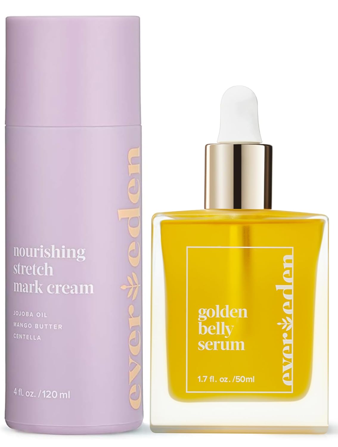 Evereden Mama Must-Have DUO - Golden Belly Stretch Mark Oil & Nourishing Stretch Mark Cream - Dermatologist-Developed Clean & Vegan Maternity Skin Care for Stretch Mark Reduction & Skin Hydration