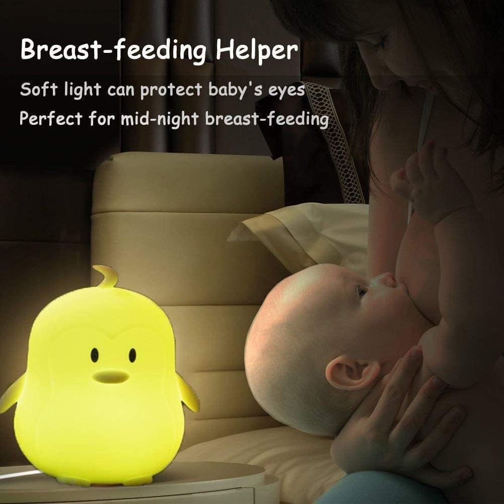 Big Size Night Light, Portable Silicone Bedside Lamp, Multicolor Light with Remote Control, USB Rechargeable led Light for Kids/Baby Bedroom/Adults/Children/Gift - Large Penguin