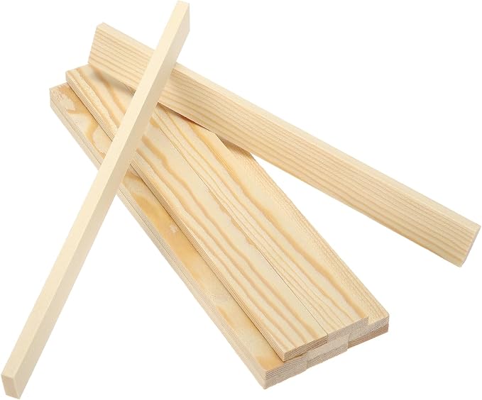 MECCANIXITY 10Pcs Wood Strips Slats, 3/16" x 7/8" x 8" Thin Wood Sticks Flat