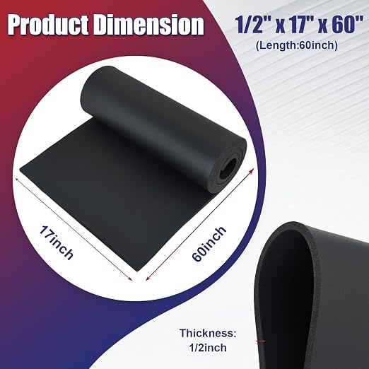 NYXOVA Neoprene Sponge Foam Sheet Roll, Closed Cell Foam Rubber Padding Without