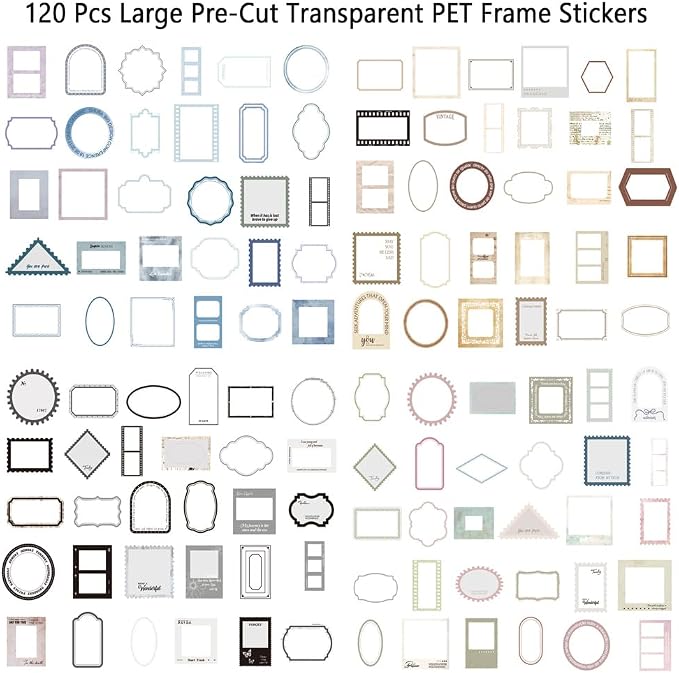 120Pcs PET Decorative Frames Stickers