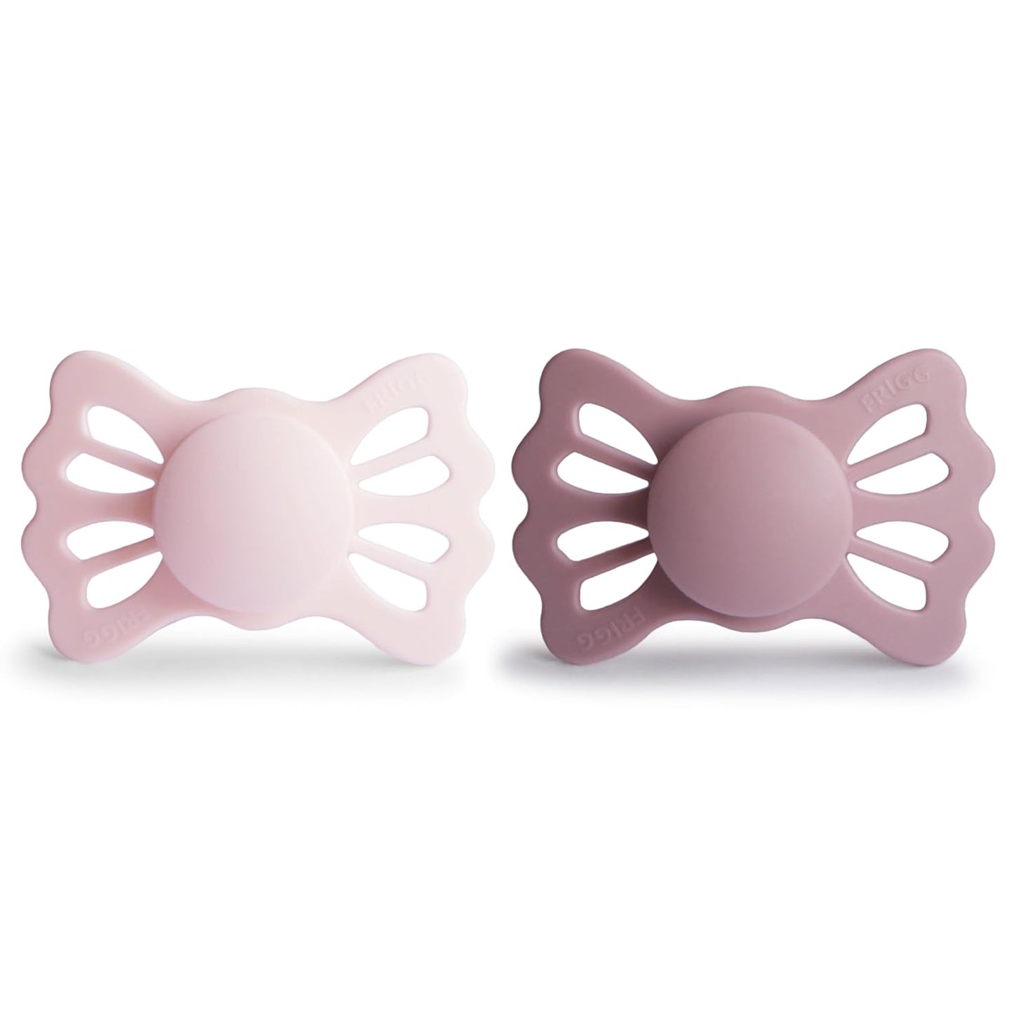 FRIGG Lucky Symmetrical SilkySoft Silicone Baby Pacifier | Made in Denmark | BPA-Free (White Lilac/Twilight Mauve, 6-18 Months)