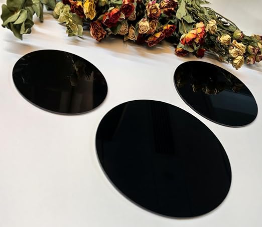 Set of 20 Black Acrylic Discs, 1/8" Thick Round Transparent Circle Blanks