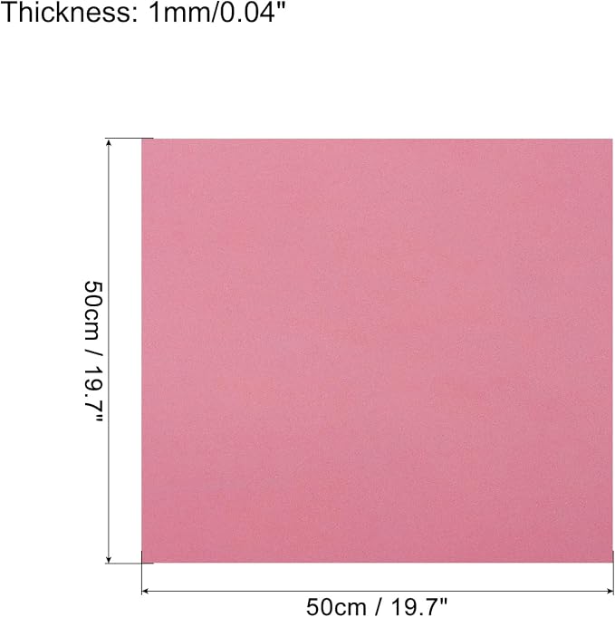MECCANIXITY EVA Foam Sheets Pink 19.7 Inch x 19.7 Inch 1mm Thick Crafts Foam