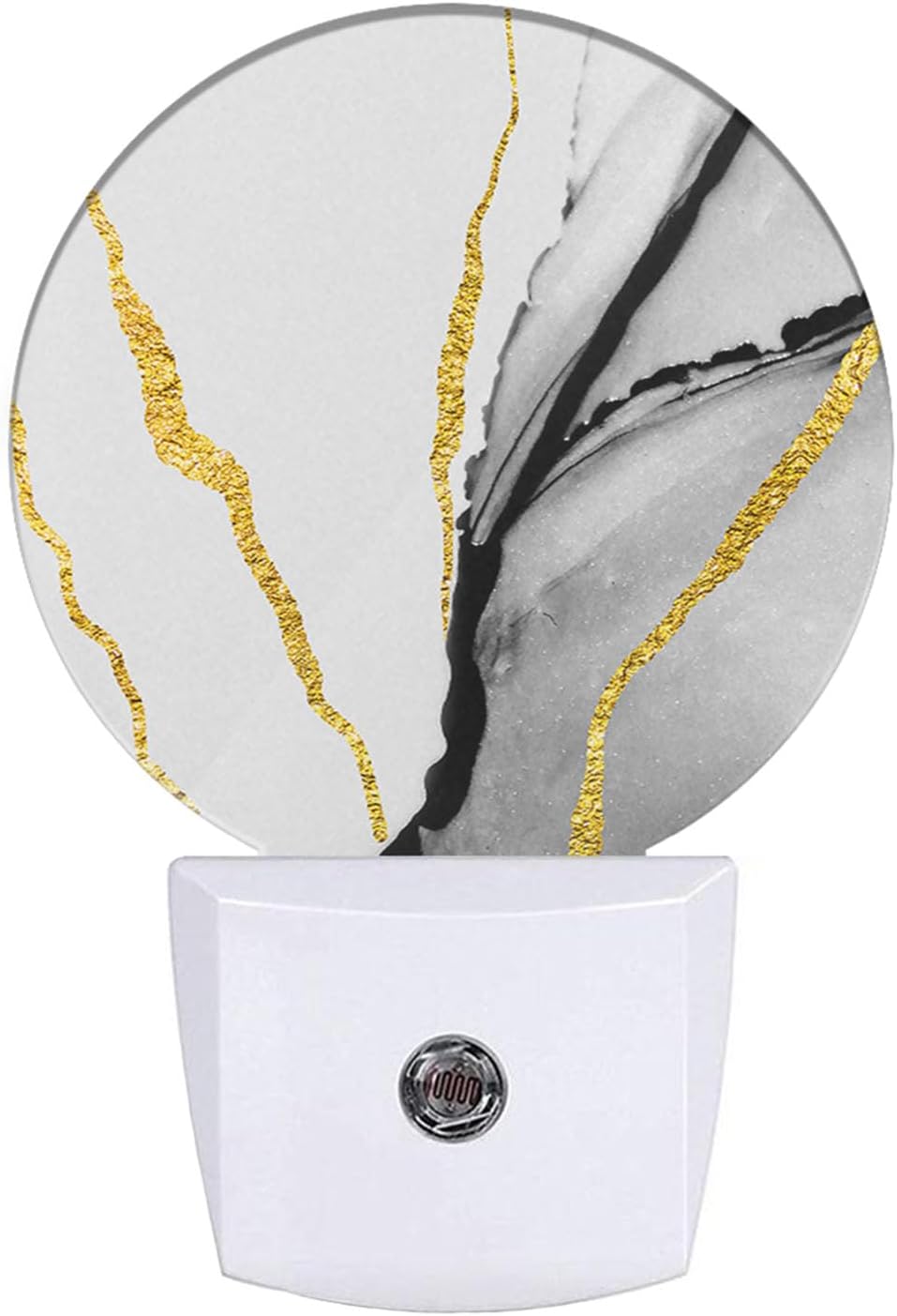 EKOBLA Modern Marble Pattern LED Night Light - Wall Plug-in Plug-in Nightlights with Auto Sensor, Dusk to Dawn Lighting for Stairs, Hallway & Kitchen (Gold & Grey)
