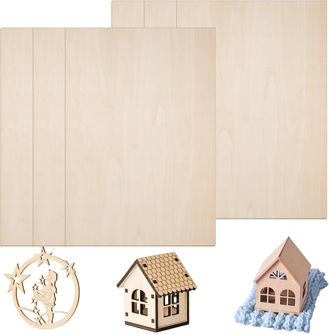 6 Pack Basswood Sheets 1/8, 3mm Laser Engraving Blanks Unfinished Wood Crafts