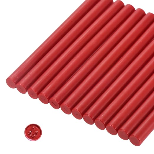 MECCANIXITY 12 Pcs Red Cylinder Sealing Wax Stick Glue Gun Wax Seal Rod Craft