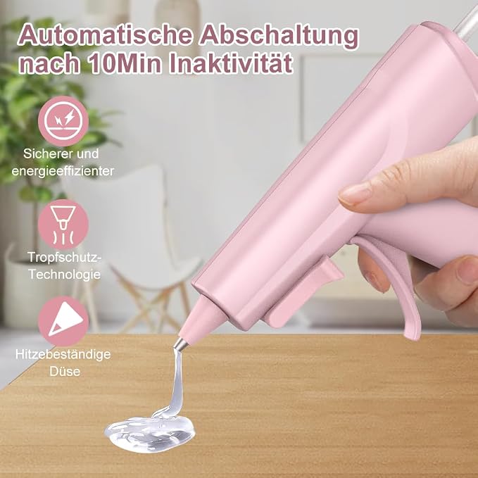 Cordless Hot Glue Gun, Fast Preheat, 2.6Ah Rechargeable Battery, Smart Auto