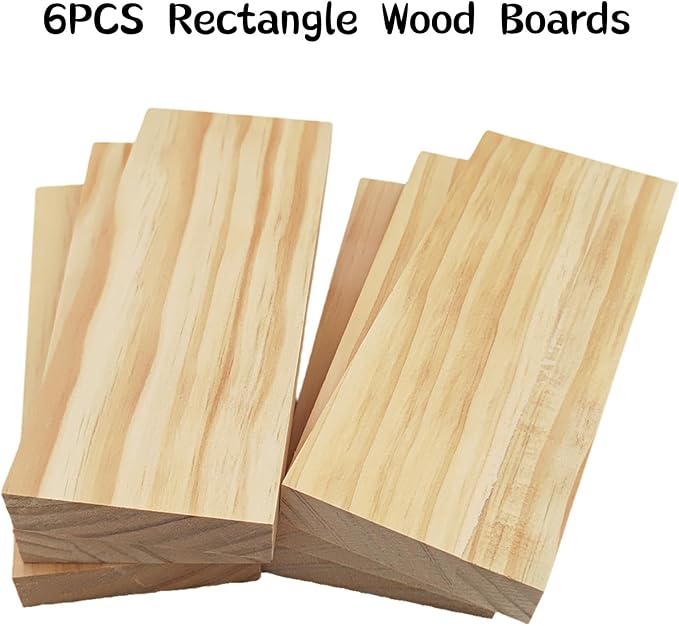 6PCS Rectangle Wood Boards Unfinished Wood Blocks