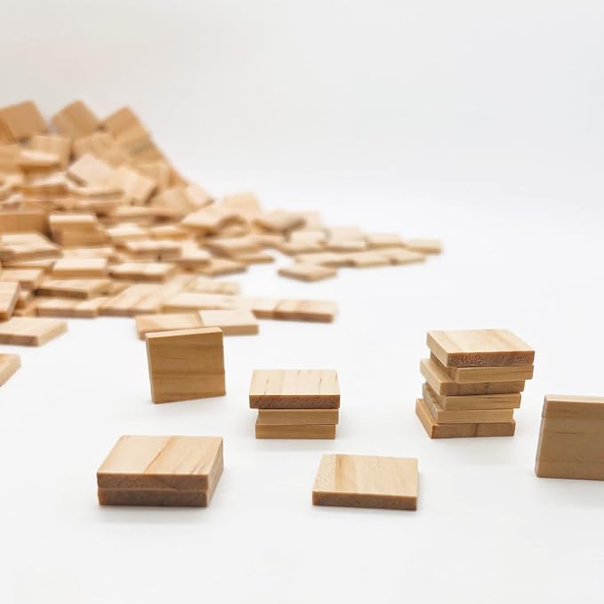 XYSMZM 300 Pcs Wood Blank Letter Tiles, Unfinished Wood Pieces | Wooden Blank