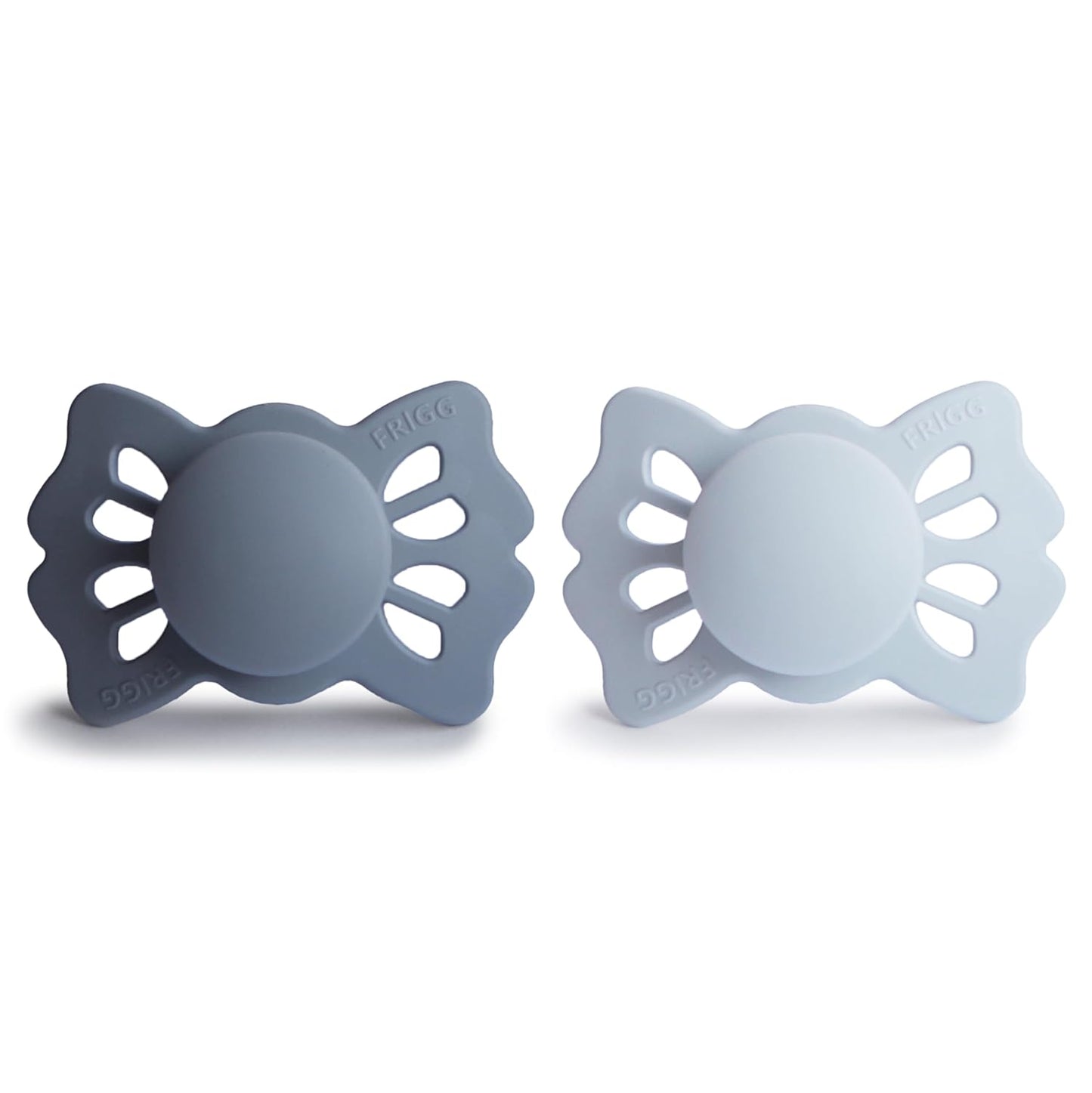 FRIGG Lucky Symmetrical SilkySoft Silicone Baby Pacifier | Made in Denmark | BPA-Free (Slate/Powder Blue, 0-6 Months)