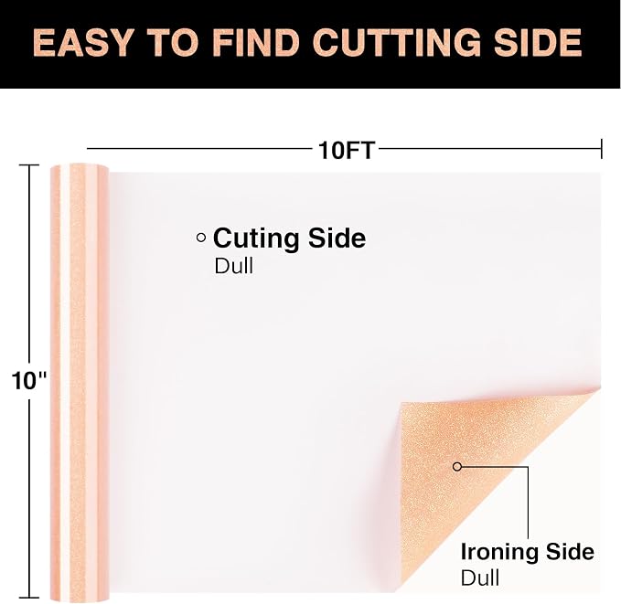 Blush Glitter HTV Heat Transfer Vinyl Roll 12inch x 10 ft