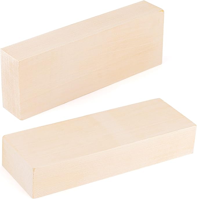 SOUJAP 2 Pack 10 x 3.5 x 1.7 Inch Basswood Carving Blocks, Unfinished Wood