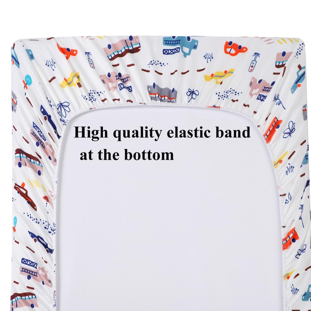 Changing Pad Cover Set 3 Pack Jersey Knit Ultra Soft for Baby Boys Girls Rocket Satellite/Car/Bus
