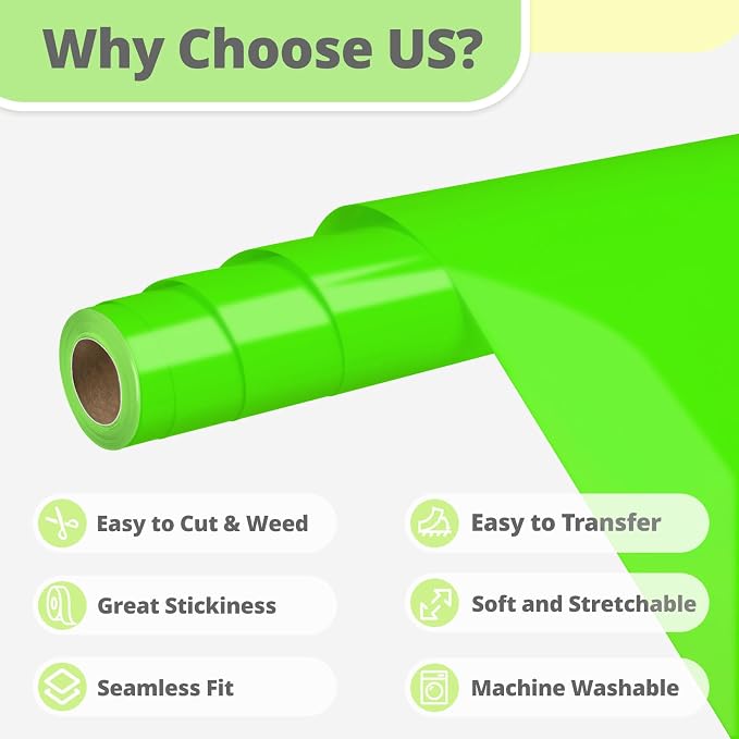 HTVRONT Neon Green HTV Vinyl Roll