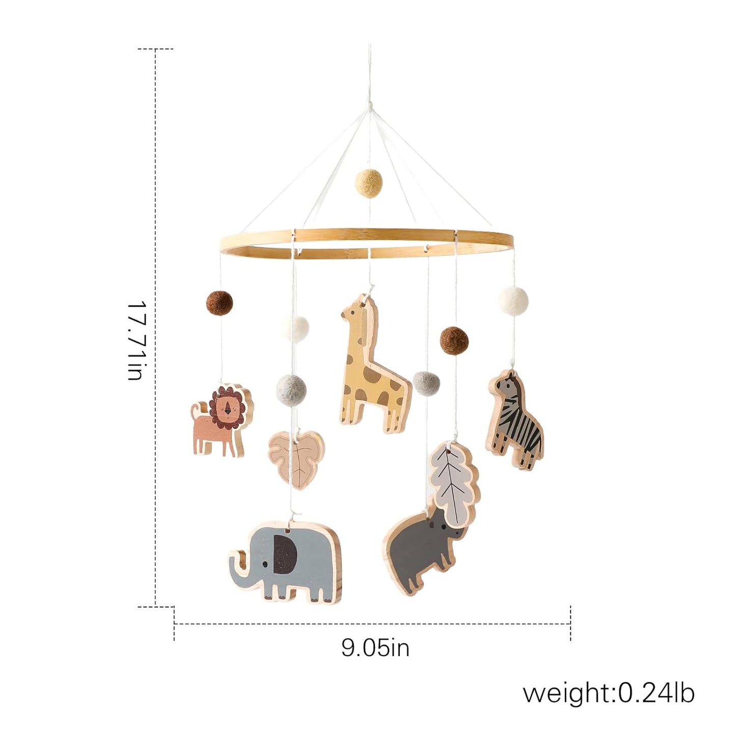Jungle Animals Crib Mobile - Baby Mobile for Crib - Woodland Nursery Room Decor - Handmade Baby Gifts Nursery Mobiles for Baby Boys & Girls (Zoo Mobile)