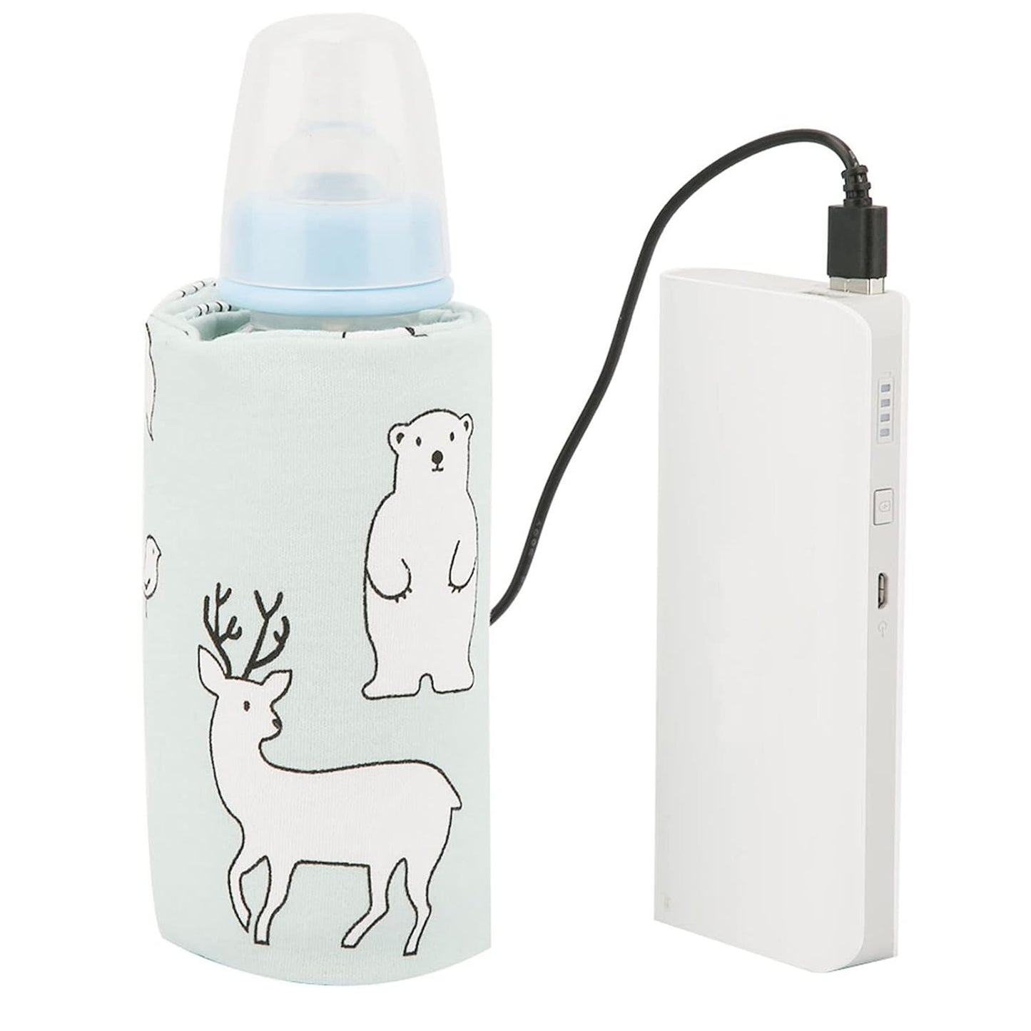 USB Baby Feeding Bottle Warmer Portable Cartoon Milk Bottle Travel Heater Portable Milk Bottle Heating Warmer for Home Outdoors Travel(Bear)