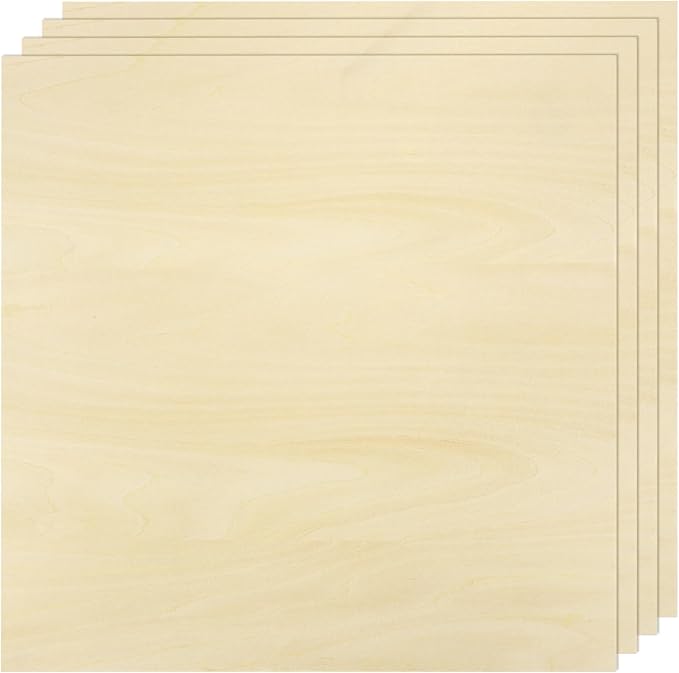 MECCANIXITY 4pcs Basswood Sheet 15" x 15" x 1/16" Thin Unfinished Wood Plywood