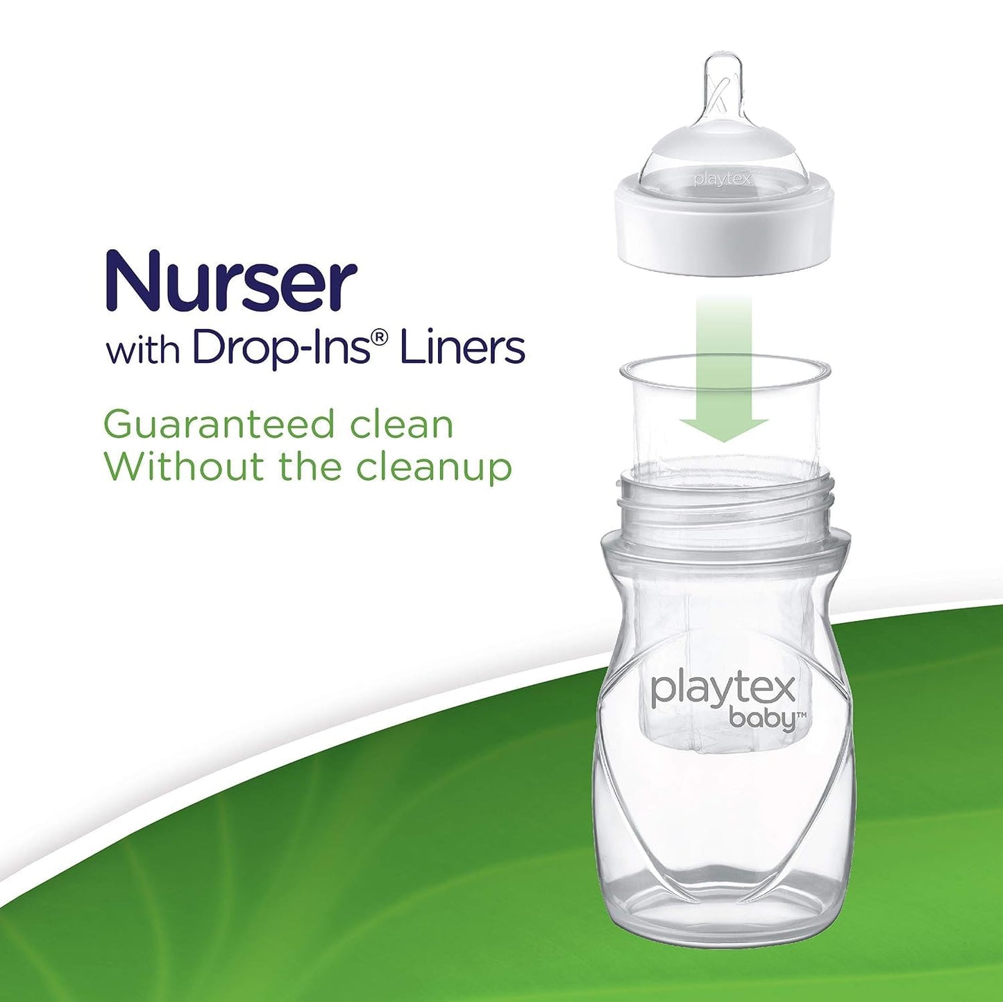 Playtex Baby Nurser Newborn Gift Set with Drop-Ins Bottle Liners, Closer to Breastfeeding, 4 Bottles (2x4 Oz, 2x8 Oz), Liners and PODS, 2 Binky Pacifiers, Bottles for Newborn and Breastfeeding Babies