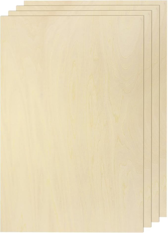MECCANIXITY 4pcs Basswood Sheet 12" x 18" x 1/16" Thin Unfinished Wood Plywood