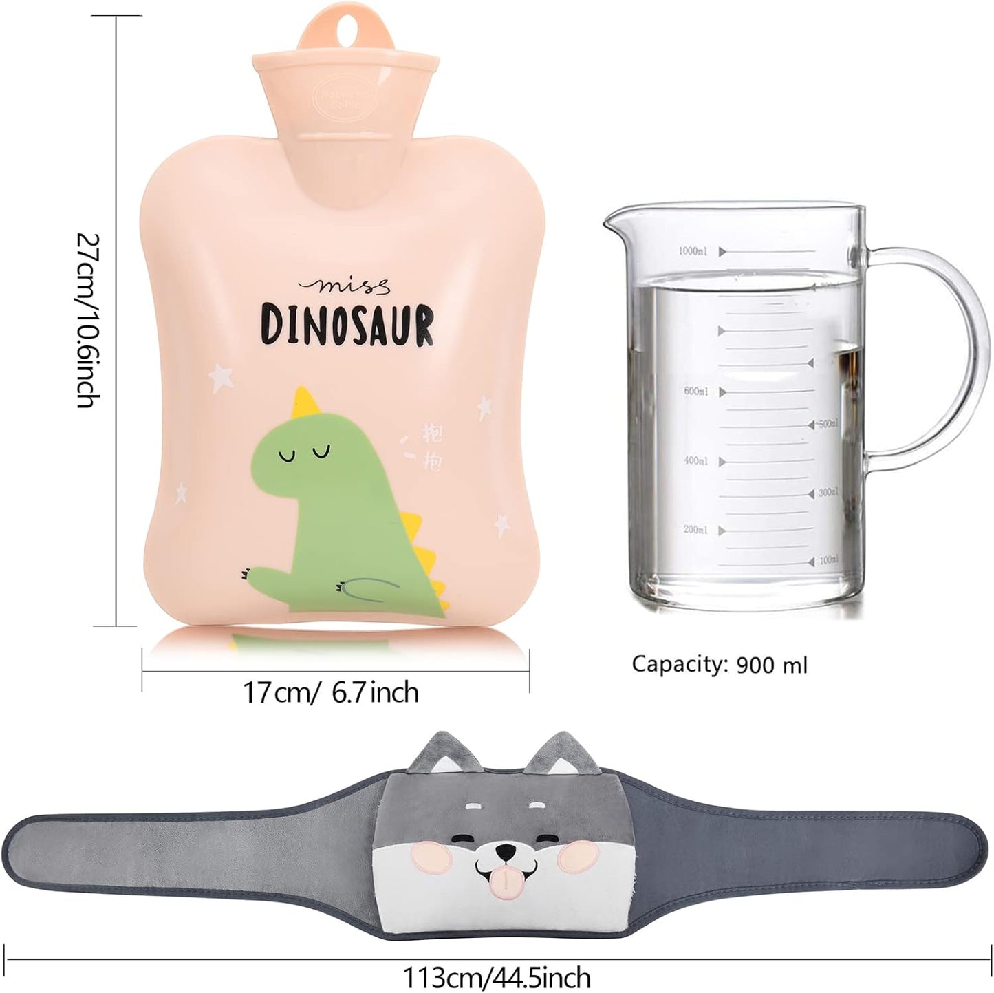Hot Water Bag,Hot Water Bottle with Waist Cover Cartoon Warm Water Pouch for Neck and Shoulder, Back,Hand, Legs, Waist Warm