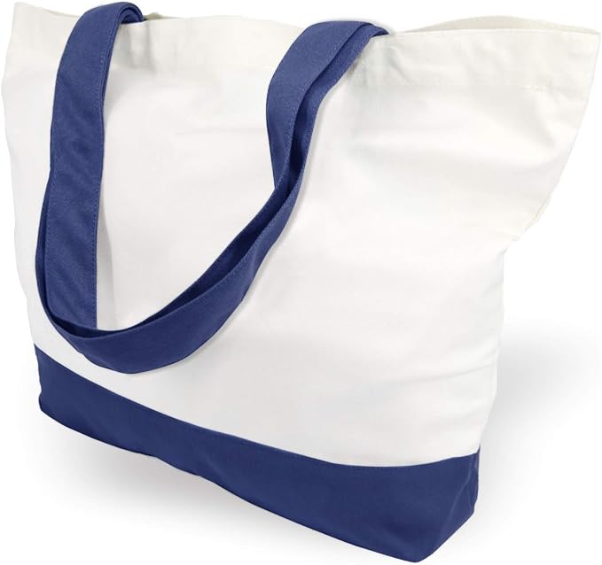 TOPDesign 6-Pack Super Strong Large 12oz Cotton Canvas Tote Bag, Reusable
