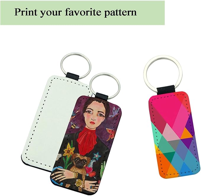 12 Pcs Sublimation Blank Keychains, PU Leather White Keychains Ornament Pendants