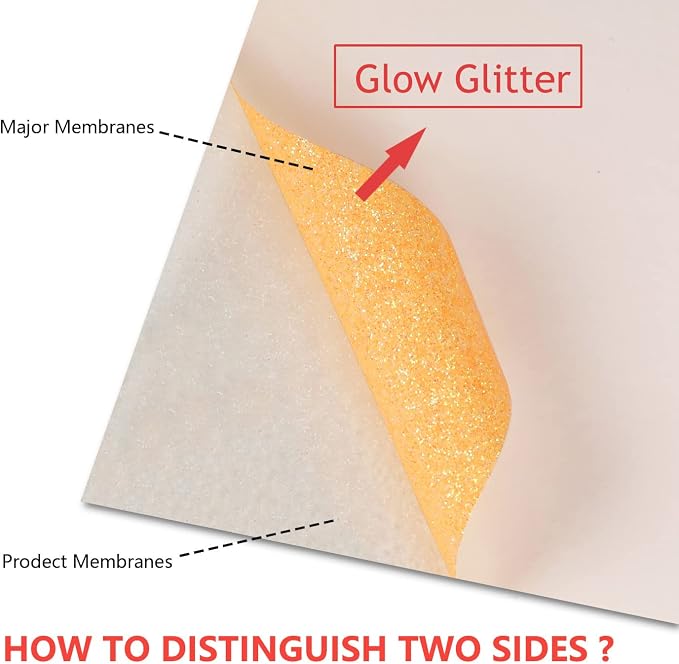 guangyintong Heat Transfer Vinyl Glow Glitter Orange Yellow HTV Rolls, Glitter