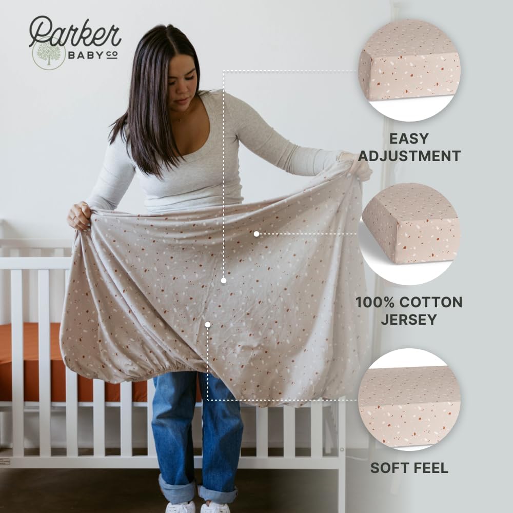 Parker Baby Soft & Durable Fitted Baby Crib Sheets | Snug Fit for Standard Crib Mattresses | Machine Washable, Fade-Resistant & Modern Nursery Designs
