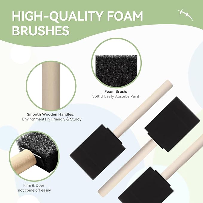 10 PCS Foam Paint Brushes, 1.6 Inch Sponge Brush