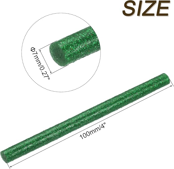 uxcell Mini Hot Glue Sticks for Glue Gun 7mm x 100mm Glitter Bright Green 12pcs