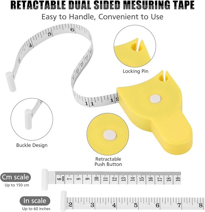 2PCS Tape Measure Body Measuring Tape 60inch, Retractable Measuring Tape