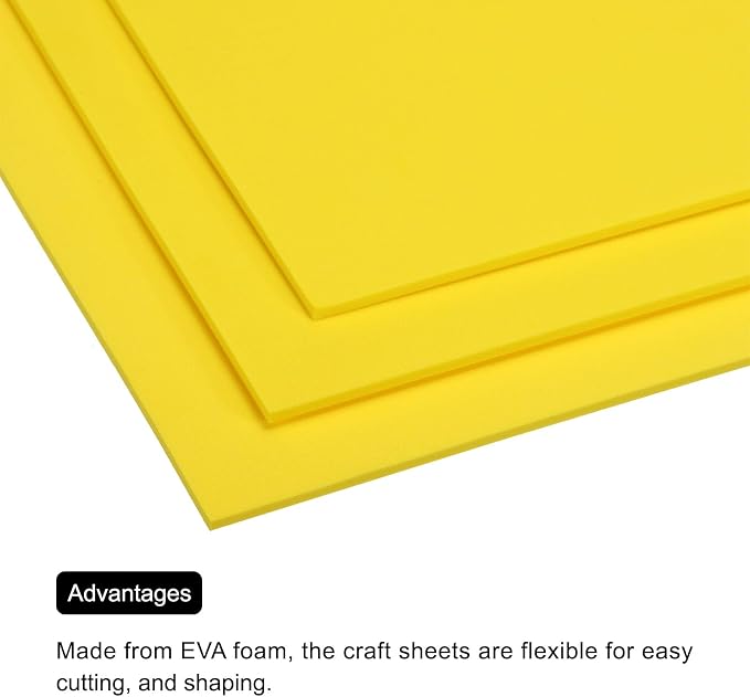 MECCANIXITY EVA Foam Sheets Yellow 9.8 Inch x 9.8 Inch 3mm Thick Crafts Foam