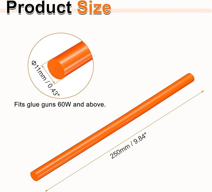 HARFINGTON 10pcs Hot Glue Sticks 0.43" Dia x 9.84" Long EVA Mini Hot Melt