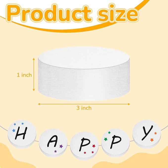 Henoyso 36 Pcs 3 x 3 x 1 Inch Foam Circles, Polystyrene Round Foam Discs