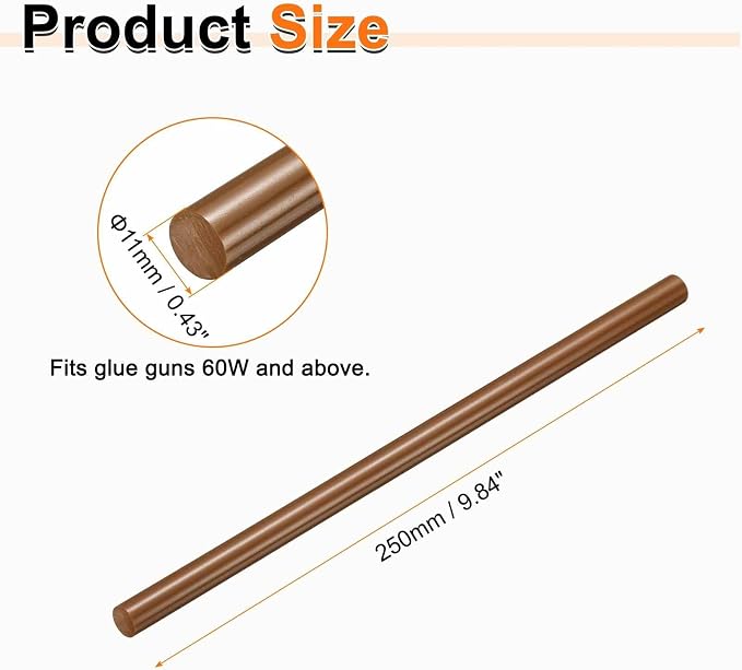HARFINGTON 10pcs Hot Glue Sticks 0.43" Dia x 9.84" Long EVA Mini Hot Melt