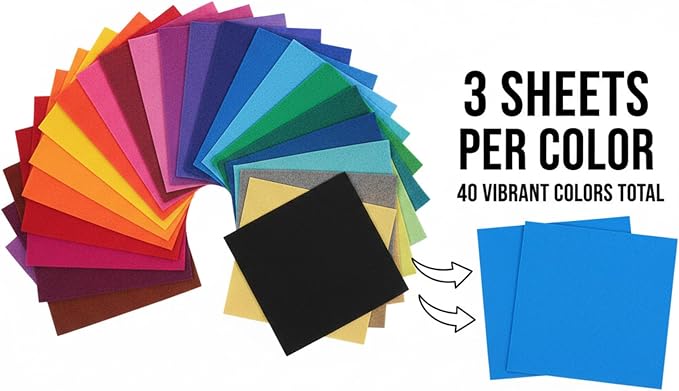 120 Pcs 12 x 12 Inch Felt Sheets
