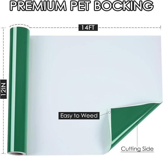 TORC Green Permanent Vinyl 12" x 14 FT Glossy Christmas Green Adhesive Vinyl