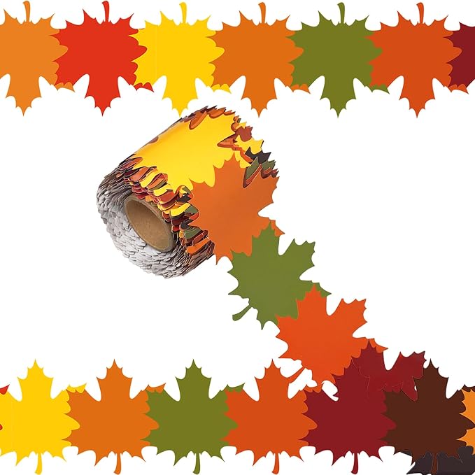 69 Ft Fall Bulletin Board Decorations Maple Leaves Shape Die-Cut Bulletin Board